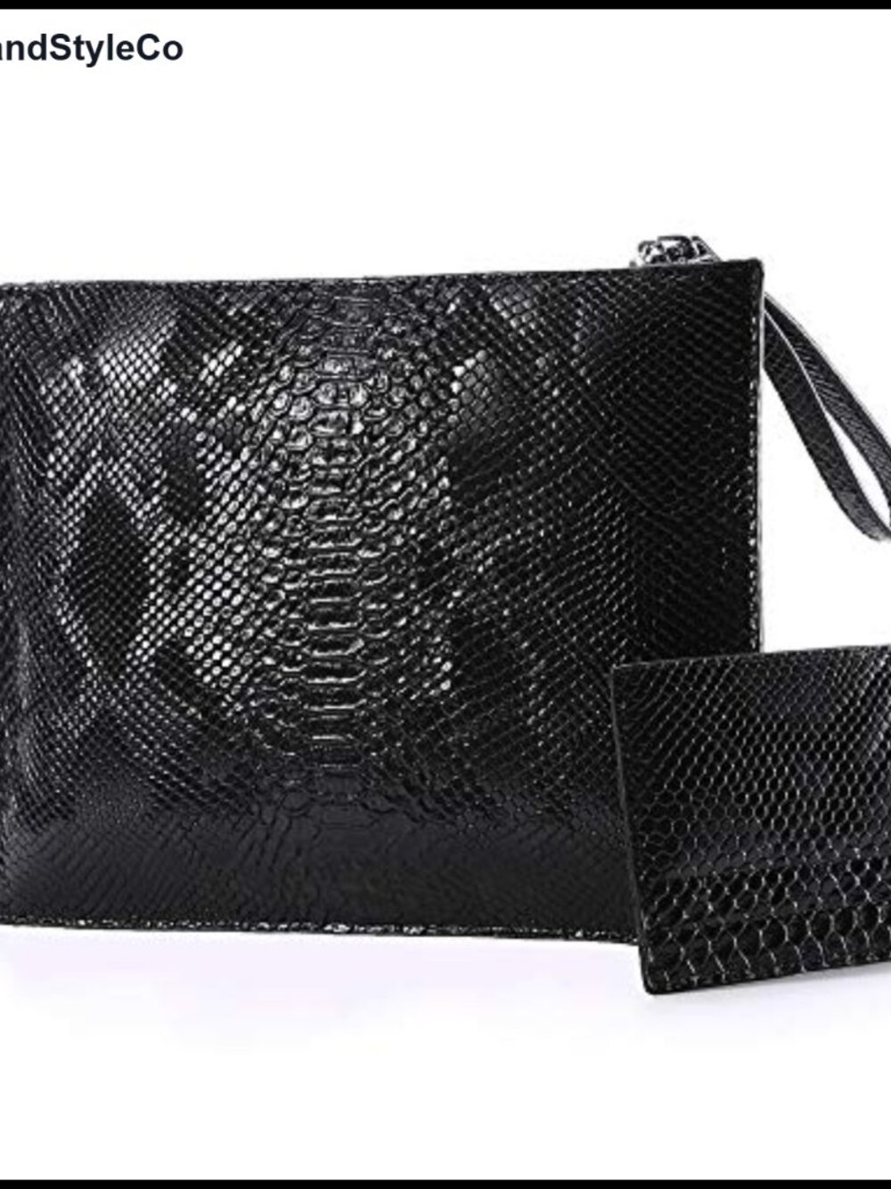 Women Snakeskin PU Leather Envelope Clutch Purse Bag with Hand Strap